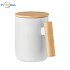 Porcelain white mug with bamboo lid 380 ml, logo print