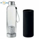 Glass bottle 500ml with strainer, silicone case, logo print