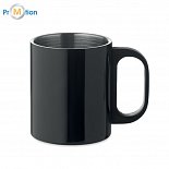 Stainless steel mug with double wall 300 ml, black, logo print