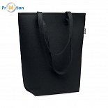 RPET felt shopping bag, black, logo print