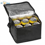 61542 Non-woven cooler bag black with logo print