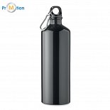 Aluminum bottle and drink 1L, black, logo print