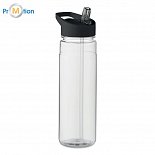 RPET drinking bottle 650ml PP flip lid, black, logo print