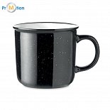 Ceramic vintage mug 400 ml, black, logo print