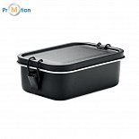 Stainless steel lunch box 750 ml, black, logo print