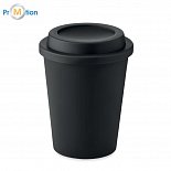 Double-walled PP cup 300 ml, black logo print