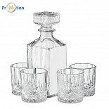 Set of 4 whiskey set glasses, decanter, logoq print