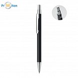 Ballpoint pen made of recycled aluminum, black, logo print