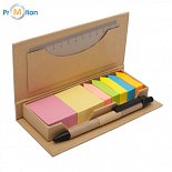 eco set of note papers with pen and ruler, logo printing