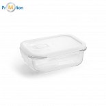 glass container / food container 600ml, closable, logo print