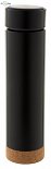 double-walled stainless steel thermos 450ml, logo print, black