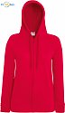 F.O.L. | Lady-Fit LW Hooded Sweat Jacket - Dámská mikina s kapucí red