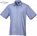 Premier | PR202 - Popelínová košile s krátkým rukávem mid blue