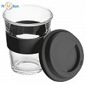 Glass mug with silicone case and lid