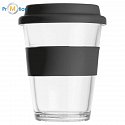 Glass mug with silicone case and lid