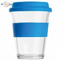 Glass mug with silicone case and lid