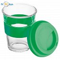 Glass mug with silicone case and lid