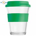 Glass mug with silicone case and lid