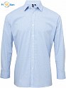 Premier | PR220 - Pánská košile "Gingham" dlouhý rukáv  light blue/white