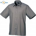 Premier | PR202 - Popelínová košile s krátkým rukávem dark grey