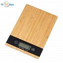 Bamboo kitchen scale with black display