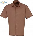Premier | PR202 - Popelínová košile s krátkým rukávem mocha