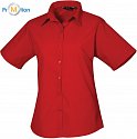 Premier | PR302 - Dámská popelínová košile s krátkým rukávem red