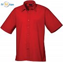 Premier | PR202 - Popelínová košile s krátkým rukávem red