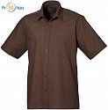 Premier | PR202 - Popelínová košile s krátkým rukávem brown