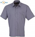 Premier | PR202 - Popelínová košile s krátkým rukávem steel