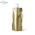 folding gold bottle with carabiner with logo print
