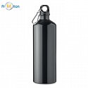 Aluminum bottle and drink 1L, black, logo print