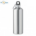 Aluminum bottle and drink 1L, silver, logo print