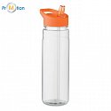RPET drinking bottle 650ml PP flip lid, orange, logo print