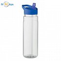 RPET drinking bottle 650ml PP flip lid, blue, logo print
