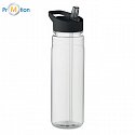 RPET drinking bottle 650ml PP flip lid, black, logo print