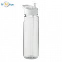 RPET drinking bottle 650ml PP flip lid, white, logo print