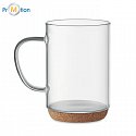 400 ml glass mug with cork base, logo print