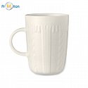 Ceramic mug with knitted pattern, white, 310 ml, logo print