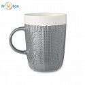 Ceramic mug with knitted pattern, gray, 310 ml, logo print