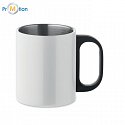 Stainless steel mug with double wall 300 ml, white, logo print