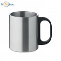 Stainless steel mug with double wall 300 ml, silver, logo print