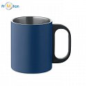 Stainless steel mug with double wall 300 ml, blue, logo print