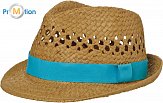 Myrtle Beach | MB 6598 - Letní módní klobouk caramel/turquoise