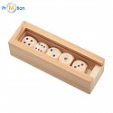 ROLL set of dice, wooden with logo