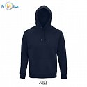 unisex hooded sweatshirt, blue, with logo print