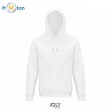 unisex hooded sweatshirt, white, with logo print