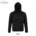 unisex hooded sweatshirt, black / gray, with logo print