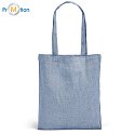 blue recycled cotton shopping bag with logo print