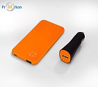 SET: CAR CHARGER RUBBY & RAY POWER BANK 4000 mAh Orange